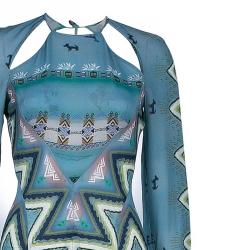 مملوكة مسبقًا Etro Blue Printed Long Sleeve Maxi Dress S