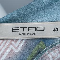 مملوكة مسبقًا Etro Blue Printed Long Sleeve Maxi Dress S