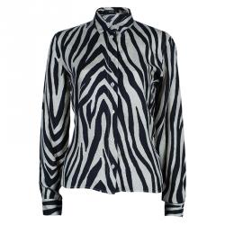 Pre Owned Etro Zebra Print Silk Top M