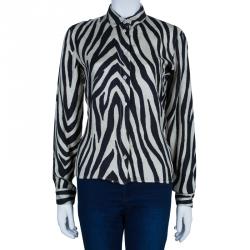 Pre Owned Etro Zebra Print Silk Top M