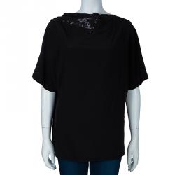 Pre Owned Etro Black Silk and Sequins Top M