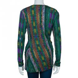 مملوكة مسبقًا توب إيترو متعدد الألوان بأكمام طويلة L