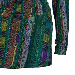 مملوكة مسبقًا توب إيترو متعدد الألوان بأكمام طويلة L