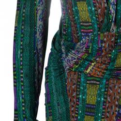 مملوكة مسبقًا توب إيترو متعدد الألوان بأكمام طويلة L