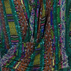 مملوكة مسبقًا توب إيترو متعدد الألوان بأكمام طويلة L