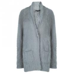Pre Owned Etro Grey Angora Buttoned Cardigan M