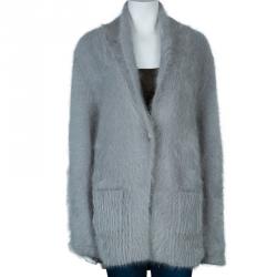 Pre Owned كارديغان أيترو أنغورا رصاصي بأزرار M