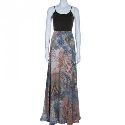 Pre Owned Etro Print Silk Maxi Skirt L