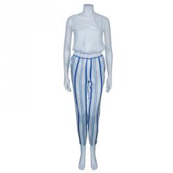 مملوكة مسبقًا Etro Blue and White Striped Trousers S