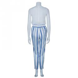 مملوكة مسبقًا Etro Blue and White Striped Trousers S