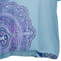 Pre Owned Etro Blue Multicolor Print Short Sleeve Sweater S