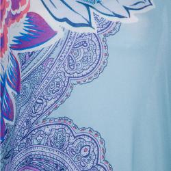 Pre Owned Etro Blue Multicolor Print Short Sleeve Sweater S