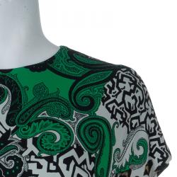 Pre Owned فستان إيترو أخضر طباعة متعددة الألوان S