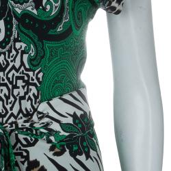 Pre Owned فستان إيترو أخضر طباعة متعددة الألوان S