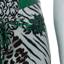 Pre Owned فستان إيترو أخضر طباعة متعددة الألوان S