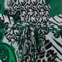 Pre Owned فستان إيترو أخضر طباعة متعددة الألوان S