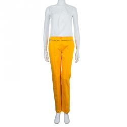 Pre Owned Etro Mustard Yellow Pintuck Detail Trousers M