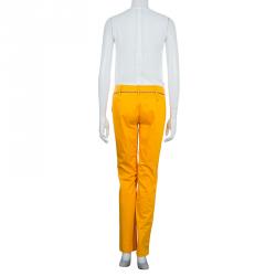 Pre Owned Etro Mustard Yellow Pintuck Detail Trousers M