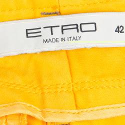 Pre Owned Etro Mustard Yellow Pintuck Detail Trousers M