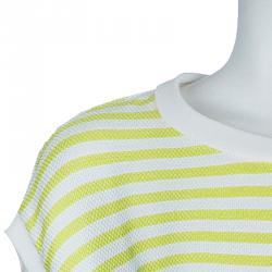 Pre Owned توب ايترو بأكمام قصيرة مقلم أخضر L