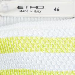 Pre Owned توب ايترو بأكمام قصيرة مقلم أخضر L