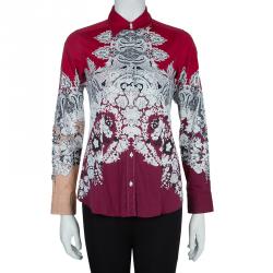 Pre Owned Etro Red Printed Long Sleeve Buttondown Cotton Shirt  S