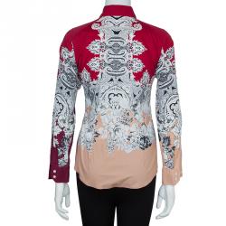 Pre Owned Etro Red Printed Long Sleeve Buttondown Cotton Shirt  S