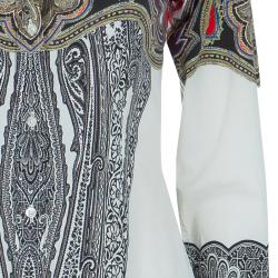 Pre Owned قميص إيترو كم طويل أزرار أمامية بيج منقوش S