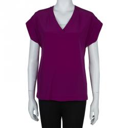 مملوكة مسبقًا بلوزة ايترو بأكمام قصيرة حرير بنفسجي S