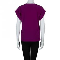 مملوكة مسبقًا بلوزة ايترو بأكمام قصيرة حرير بنفسجي S