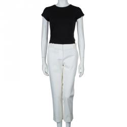 Pre Owned Etro White Cotton Trousers M