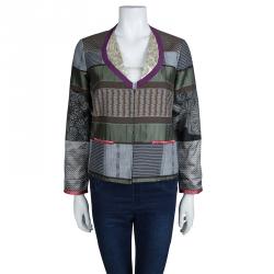 Pre Owned Etro Multicolor Jacquard Patchwork Sequin Embellished Blazer M