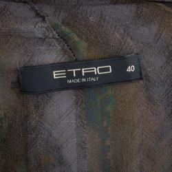 Pre Owned فستان أيترو ماكسي حرير مطبوع ديرابيه بلا أكمام S