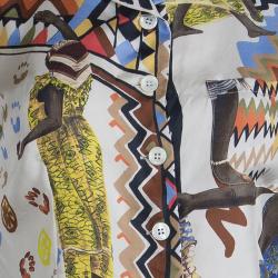  Etro Multicolor Printed Silk Button Down Crop Top M