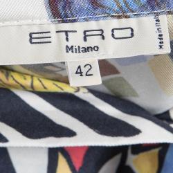  Etro Multicolor Printed Silk Button Down Crop Top M