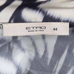مملوكة مسبقًا Etro Monochrome Print Silk Cross Strap Top M