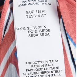 مملوكة مسبقًا قميص إيترو كم طويل وأزرار أمامية حرير منقوش متعدد الألوان L