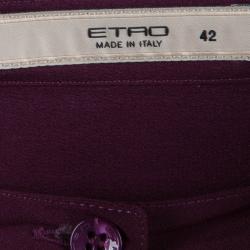 Pre Owned Etro Yellow Silk Pintucked Lace Insert Long Sleeve Blouse M