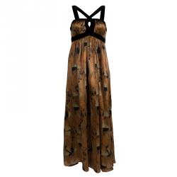 Pre Owned فستان ماكسي إيترو حرير قطيفة مطبوع متعدد الألوان M