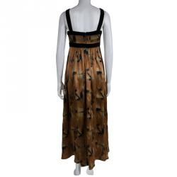 Pre Owned فستان ماكسي إيترو حرير قطيفة مطبوع متعدد الألوان M