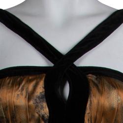 Pre Owned فستان ماكسي إيترو حرير قطيفة مطبوع متعدد الألوان M