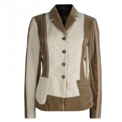 Pre Owned Etro Beige and Brown Velvet Notched Collar Blazer L