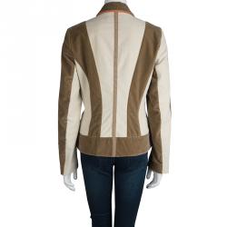 Pre Owned Etro Beige and Brown Velvet Notched Collar Blazer L