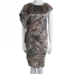 Pre Owned Etro Multicolor Printed Draped Sleeveless Dress S