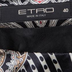 Pre Owned Etro Multicolor Printed Draped Sleeveless Dress S