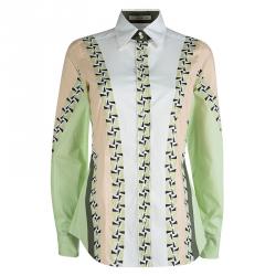 Pre Owned قميص إيترو بكم طويل وأزرار أمامية كتل لونية قطن منقوش M