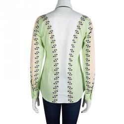 Pre Owned قميص إيترو بكم طويل وأزرار أمامية كتل لونية قطن منقوش M