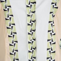 Pre Owned قميص إيترو بكم طويل وأزرار أمامية كتل لونية قطن منقوش M