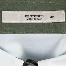 Pre Owned قميص إيترو بكم طويل وأزرار أمامية كتل لونية قطن منقوش M