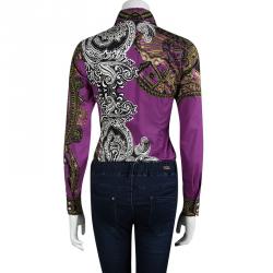 Etro Purple Printed Cotton Long Sleeve Button Front Shirt S